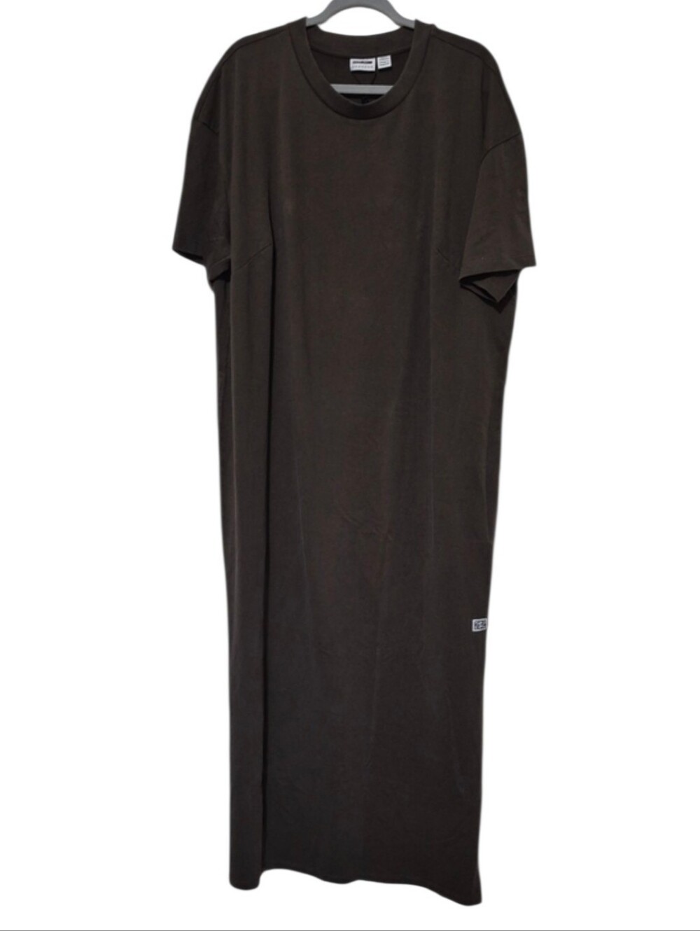 Noisy May Nmalani Maxi T-Shirt dress Brown Washed Side Slit Size 48 US 18 NWT